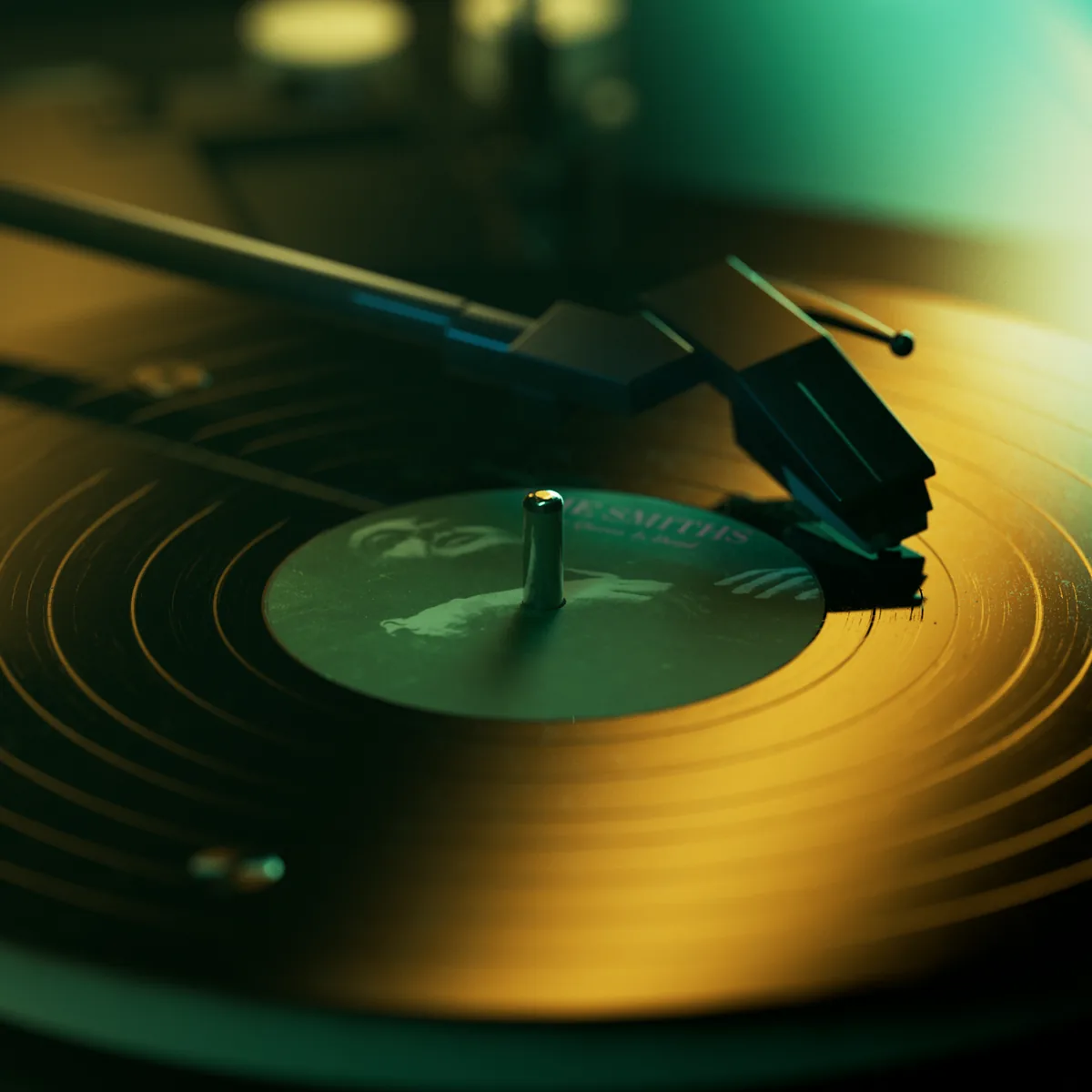 Vinyl record on turntable render