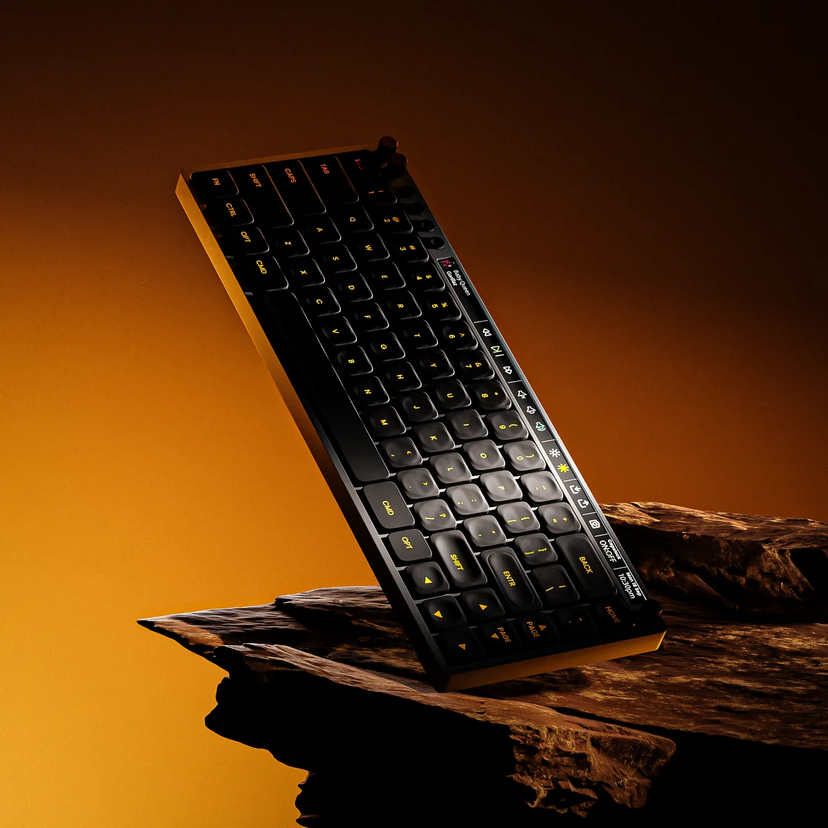 Mechanical keyboard on rock render